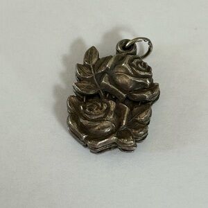 Vintage Sterling Silver Sliding Rose religious Pendant Rare